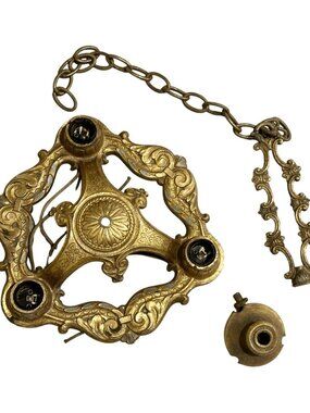 Antique Art Deco Style Ornate 2 Arm Chandelier Fitter Chain & Finial